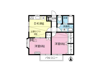 ベルデ大倉山A(2DK/2階)の間取り写真