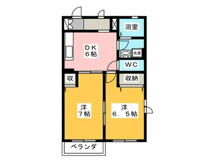 トランキル・タナカA(2DK/2階)の間取り写真