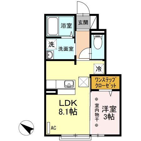 D-ROOM清水(1LDK/1階)の間取り写真