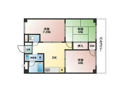 コートリヴェール(3DK/5階)の間取り写真