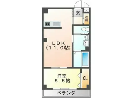 メイク・ア・ウィッシュ(1LDK/1階)の間取り写真