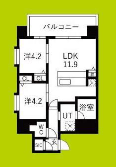スプランディッド玉造(2LDK/8階)の間取り写真
