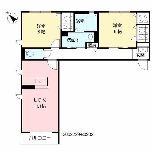 ヴィラウィステリア門司 B棟(2LDK/2階)の間取り写真