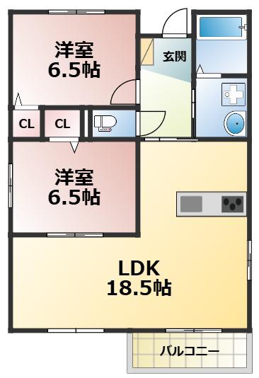 エトワールヴィル-R小阪本町レジデンス(2LDK/2階)の間取り写真