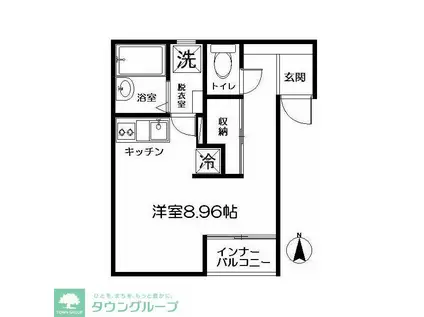 N-フラット(ワンルーム/1階)の間取り写真