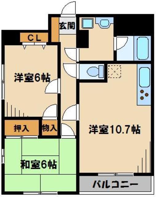 豊栄ビル(2LDK/4階)の間取り写真