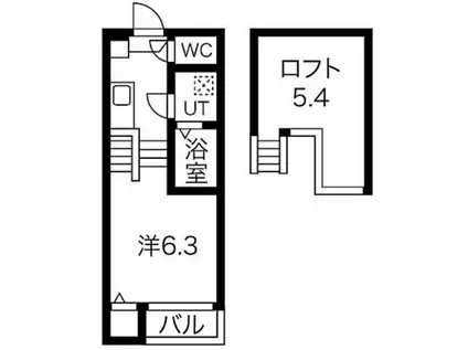 ハーモニーテラス十番II(1K/2階)の間取り写真