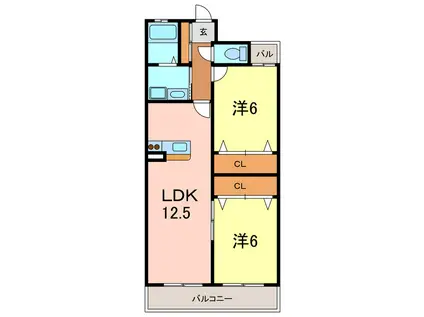 FRESCO SECOND(2LDK/3階)の間取り写真