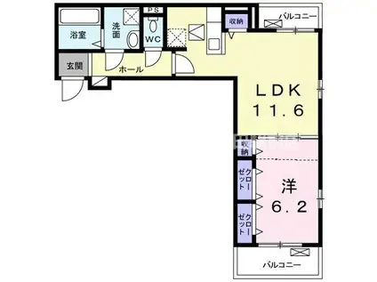 シャルマンフルール(1LDK/1階)の間取り写真