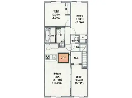 AURAII(3LDK/2階)の間取り写真