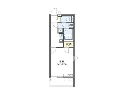 レオネクストグリーンライト(1K/3階)の間取り写真