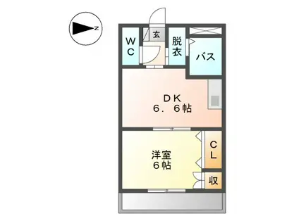 ぷるぷる(1DK/1階)の間取り写真