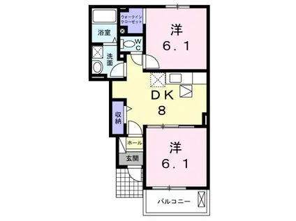 グレイスフルC(2DK/1階)の間取り写真