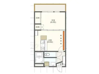 レジデンス花の木(1LDK/2階)の間取り写真