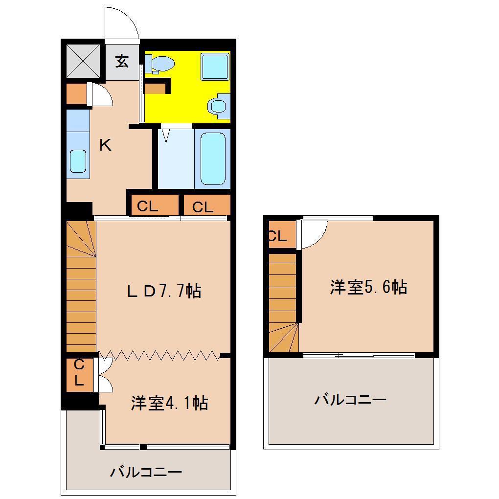 AKHD(2LDK/5階)の間取り写真