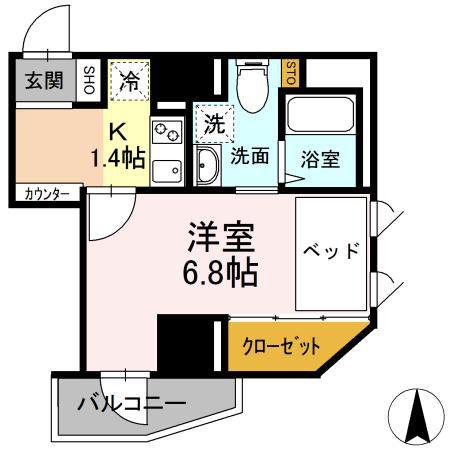 グランジット白金高輪(1K/3階)の間取り写真