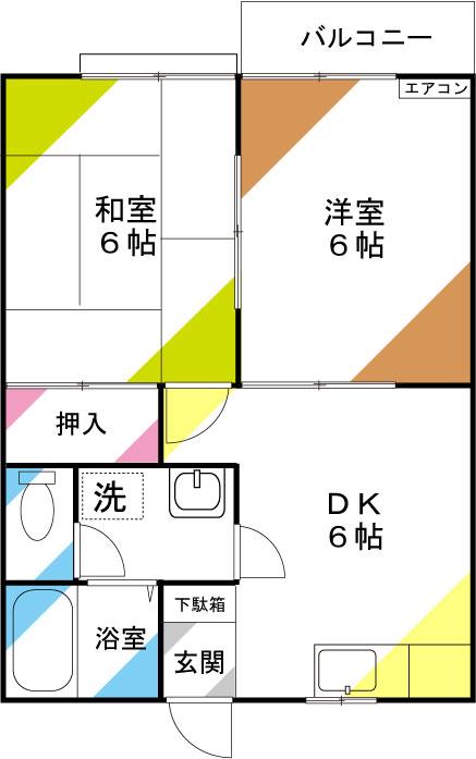 ハイツトピア(2DK/2階)の間取り写真