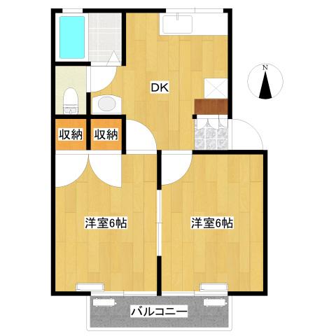トゥインクル88(2DK/2階)の間取り写真
