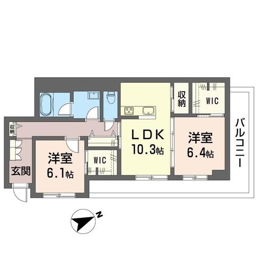 エルベ グランデュール(2LDK/3階)の間取り写真