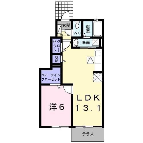 ディエス・リーオ(1LDK/1階)の間取り写真