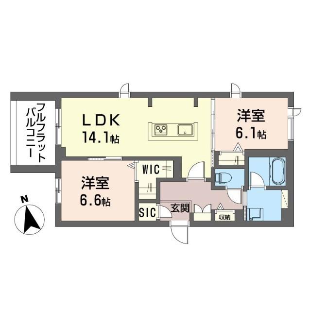 アクアリーシェIII(2LDK/3階)の間取り写真