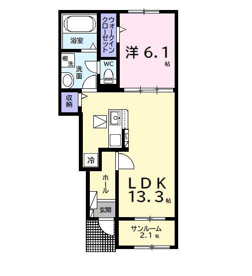BON VOYAGE(1LDK/1階)の間取り写真