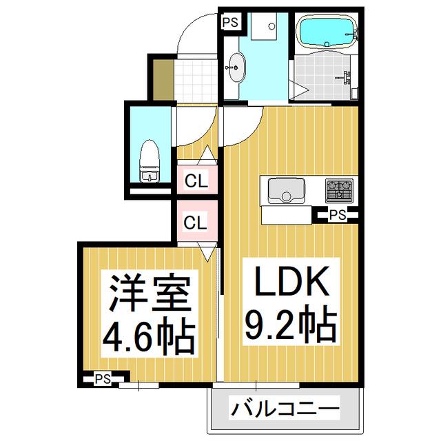 ベルコリーヌ783 E棟(1LDK/1階)の間取り写真