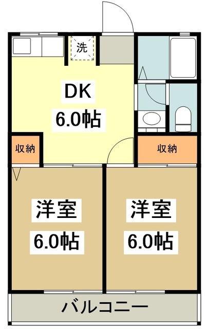 JR中央線 武蔵小金井駅 徒歩17分 2階建 築31年(2DK/1階)の間取り写真