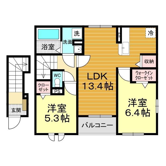 ホワイト フォックス II(2LDK/2階)の間取り写真