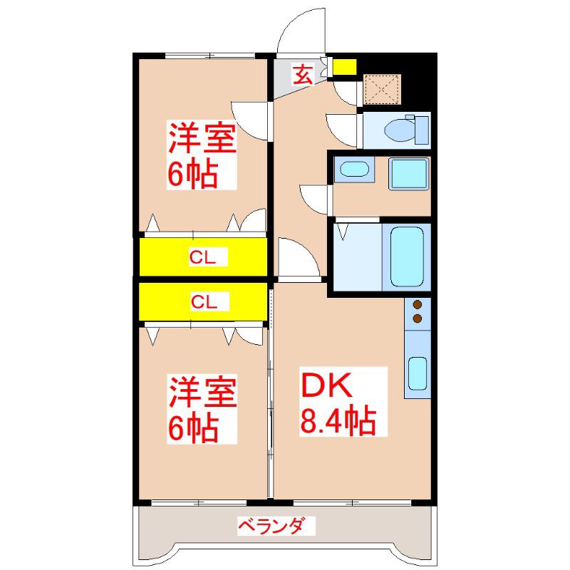 ユーミー新栄(2DK/4階)の間取り写真