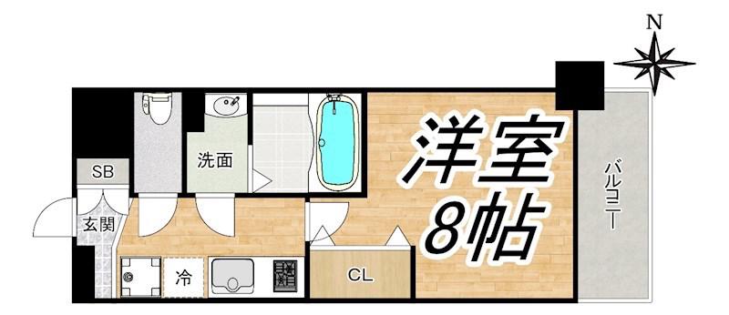 LUXE海老江II(1K/3階)の間取り写真