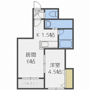 LE・ESTV(1LDK/1階)の間取り写真