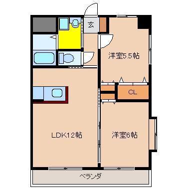 J・FEEL西池(2LDK/9階)の間取り写真