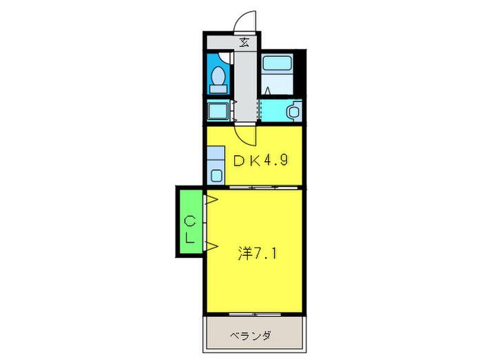 ウインドバリー2番館(1DK/6階)の間取り写真