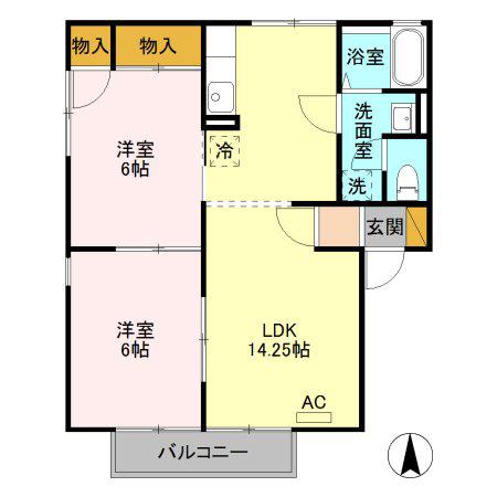 コンフォールA(2LDK/2階)の間取り写真