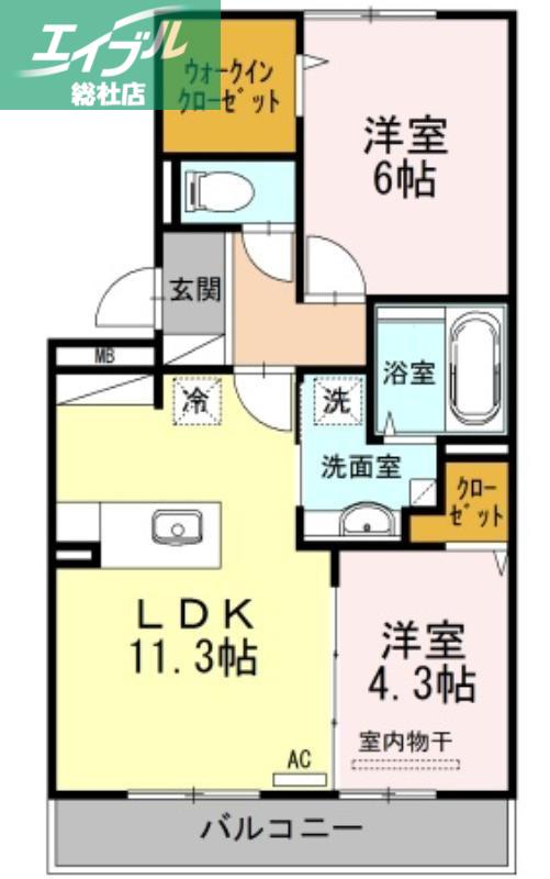 コート ダジュール(2LDK/3階)の間取り写真