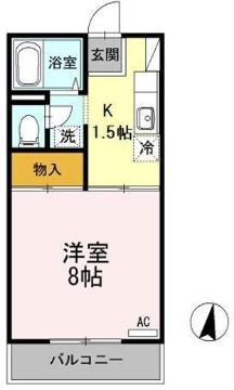 プレジール岡本 A棟(1K/2階)の間取り写真