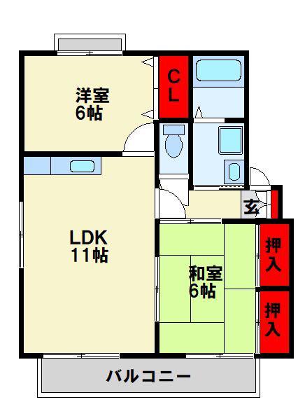ヴリエ・NB棟(2LDK/2階)の間取り写真