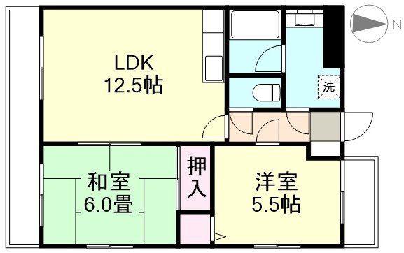 シャトーブリアン(2LDK/6階)の間取り写真