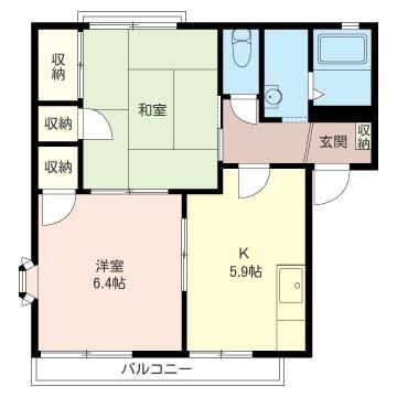 リバーサイド中津川A(2K/2階)の間取り写真
