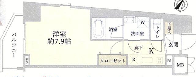 ZOOM南麻布(1K/3階)の間取り写真