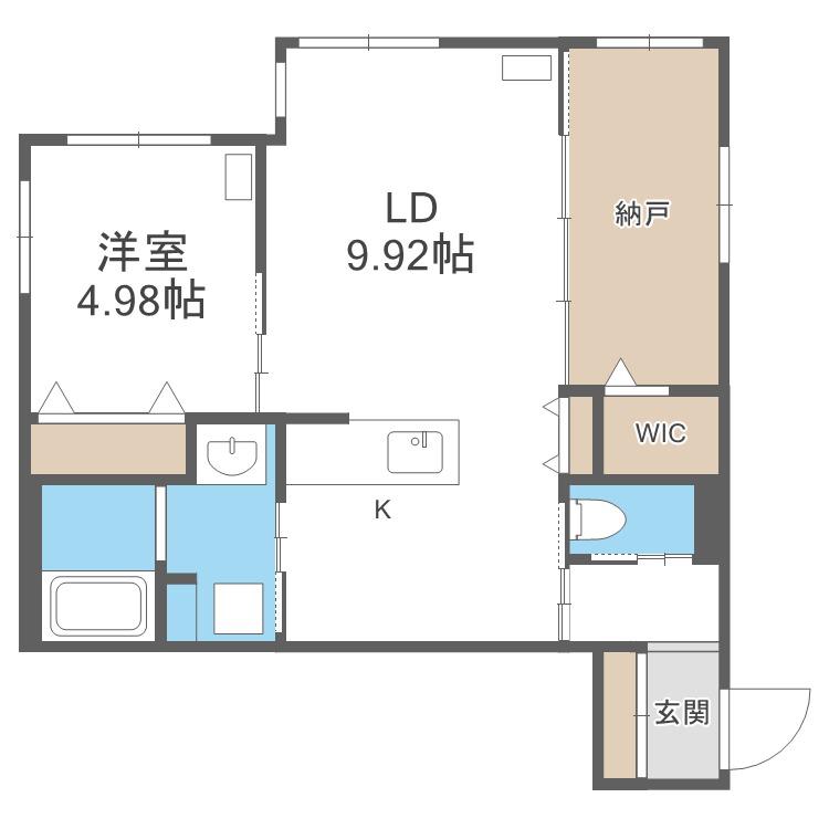 URBAN FLATS 中の島(2LDK/1階)の間取り写真