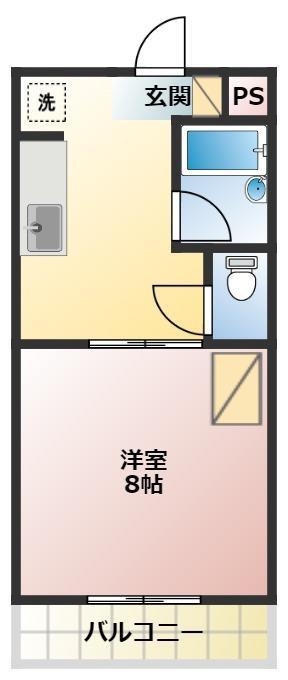 サンライズ羽根井本町(1DK/2階)の間取り写真