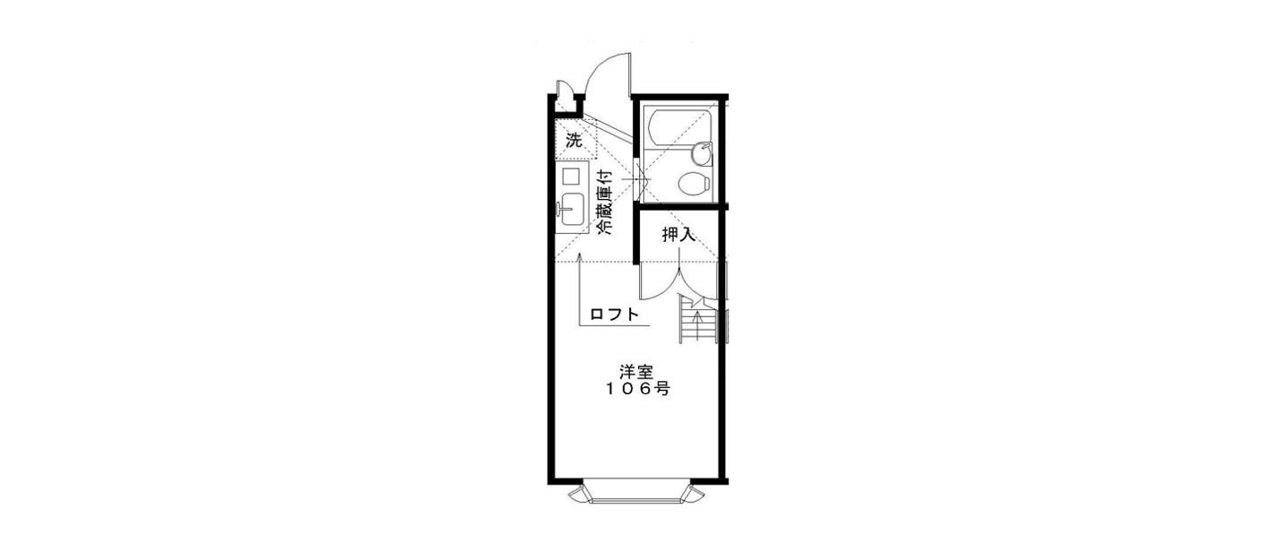 エスポワールI号館(ワンルーム/1階)の間取り写真