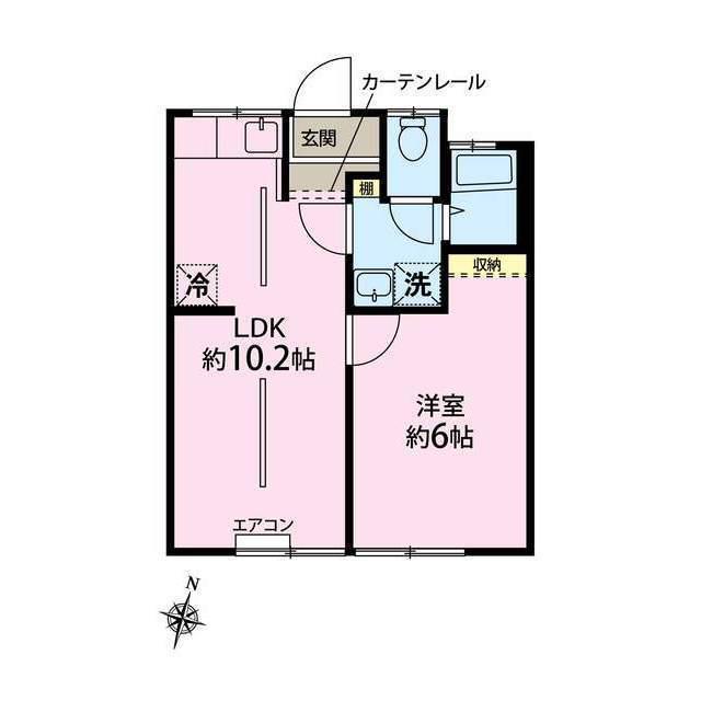 東海荘(1LDK/2階)の間取り写真