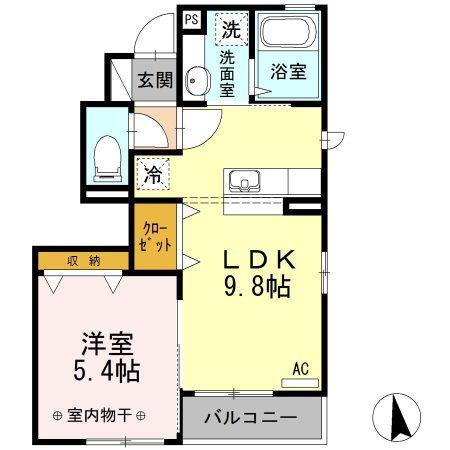 グランドパレスオクド(1LDK/1階)の間取り写真