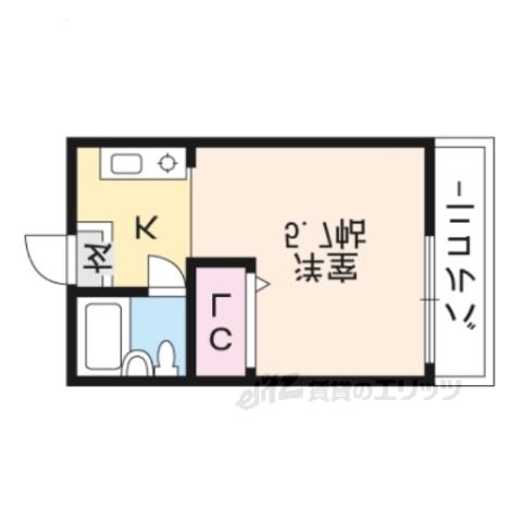 KINDⅡ(1K/2階)の間取り写真
