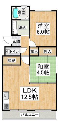 美善ハイツ(2LDK/3階)の間取り写真