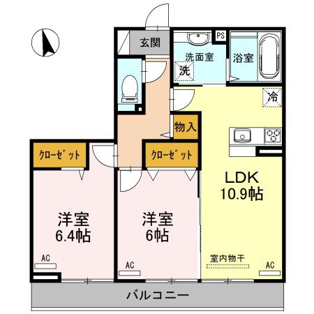 ELITE CHATEAU(2LDK/2階)の間取り写真