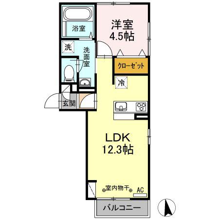 セジュールオッツM(1LDK/3階)の間取り写真